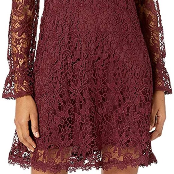 Lace Fit & Flare Dress retail $150 Miia Size 14 Burgundy Grape wine - Picture 15 of 15